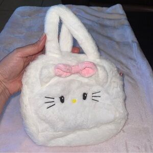 Hello Kitty Purse Cartoon Anime Fluffy faux fur Crossbody Shoulder Bag Kids New